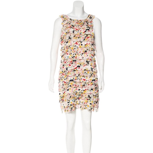 Diane Von Furstenberg Dresses & Skirts - Diane von Furstenberg Multicolor Silk Ruffle Tiered Mini Dress Sz 4